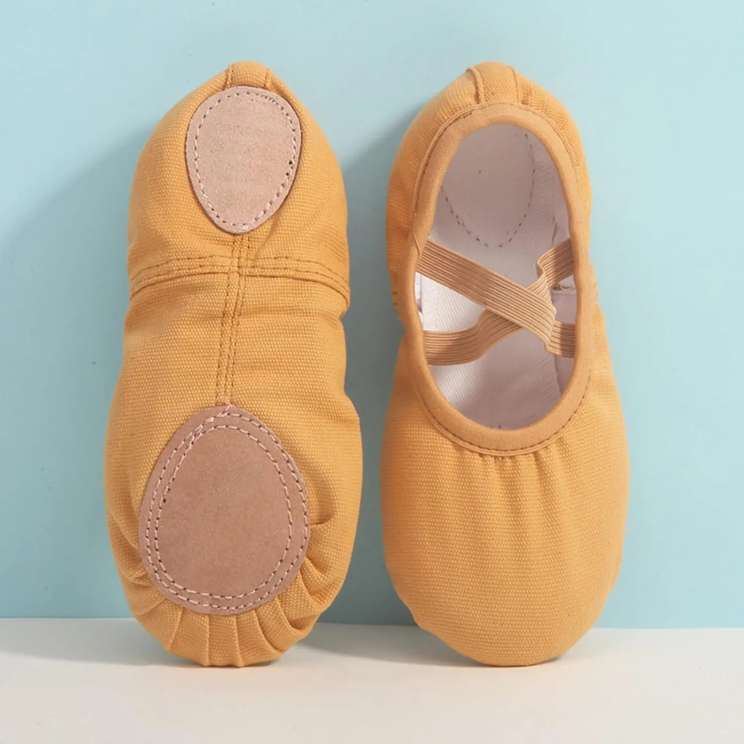 Canvas Ballet Shoes for Girls Toddler Kids Dance Practice Slippers Split Soft Elastic Laces Yoga Flat Shoes