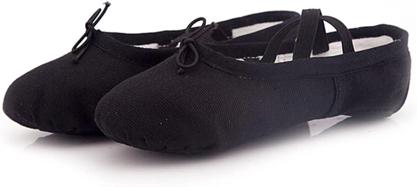 Canvas Ballet Slippers Flat for Girls Toddlers Kids Yoga Practice Elastic Shoes for Dancing Pink Ballet Shoes