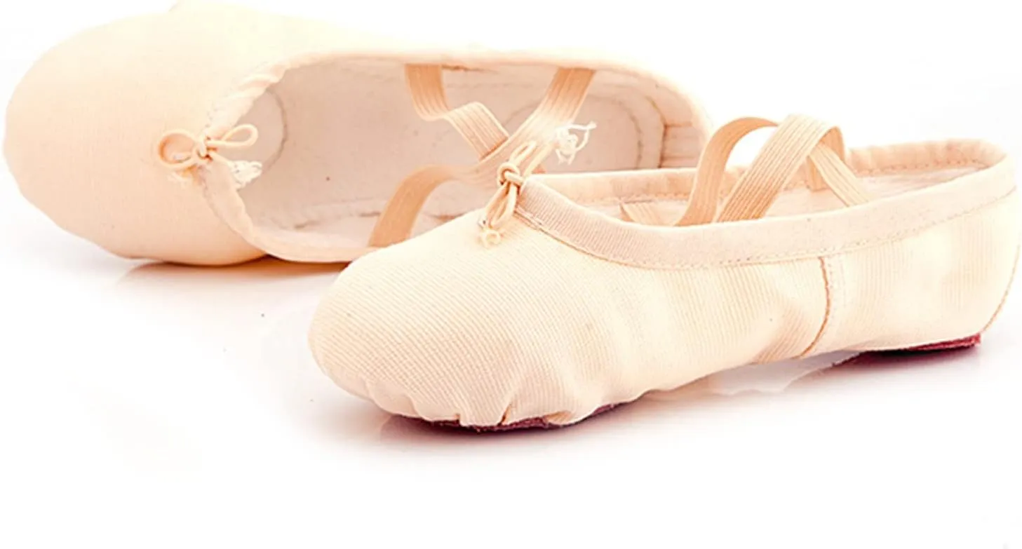 Canvas Ballet Slippers Flat for Girls Toddlers Kids Yoga Practice Elastic Shoes for Dancing Pink Ballet Shoes