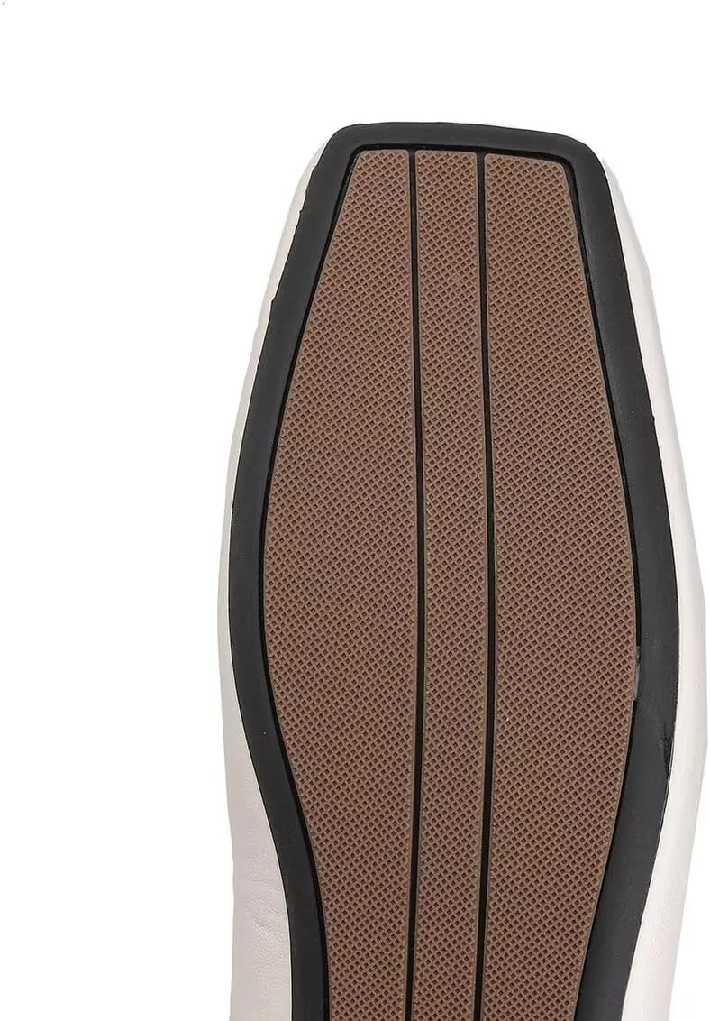 ChaiRong Zhou Women Square Toe Pu Leather Ballet Flats with Cute Bowknot Elegant Slip on Soft Support Daily Dress Office Driving Shoes