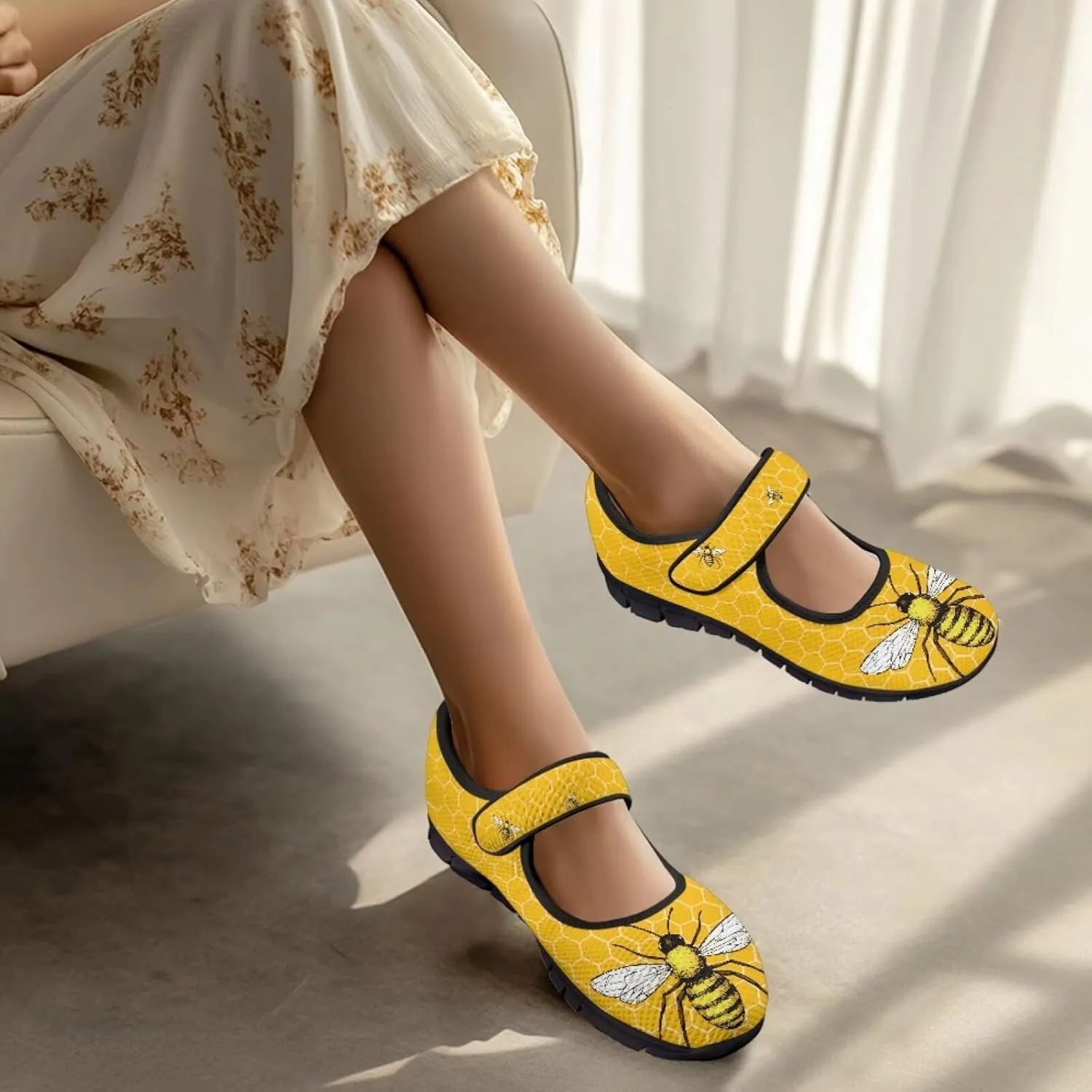 chaqlin Women Flat Shoes Non Slip Sneakers Mary Jane Comfortable Mesh Walking Tennis Shoe Wide Toe Zero Drop Athletic Strap Sneaker