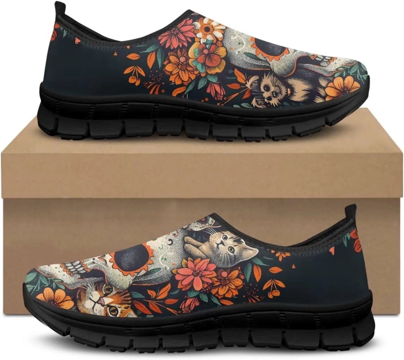 Coloranimal Womens Flats Walking Shoes Loafers for Women Casual Women's Road Running Shoes Travel Shoes Anti Skid Mesh Sports Shoes