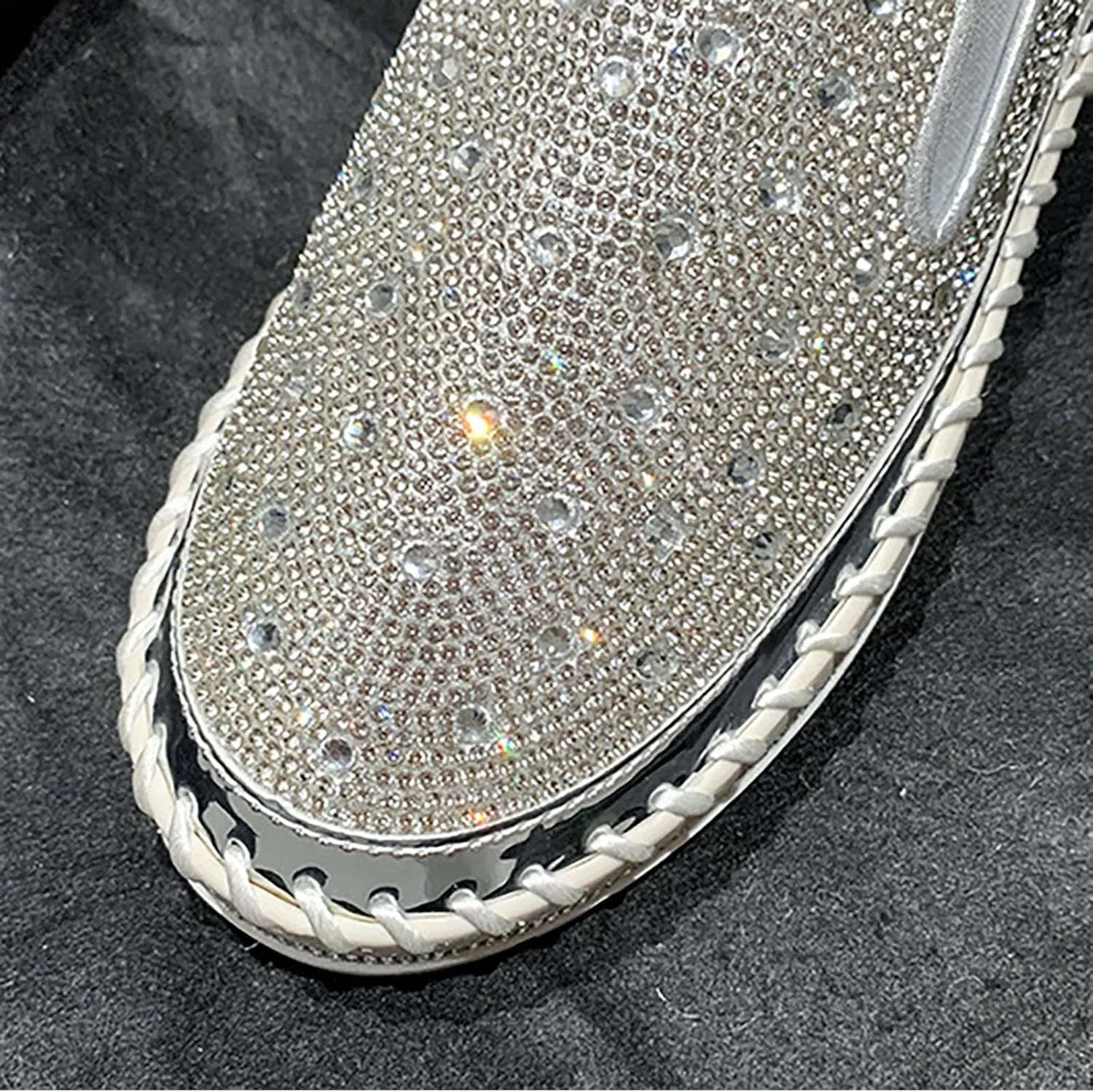 Crzidha Gold Sequin Sneakers for Women,Comfortable Stretch Strap Slip On Flat Sneakers Soft Sole Low Heel Casual Walk Shoes Stylish Sparkly Party Shoes for Ladies Lightweight Running Shoes