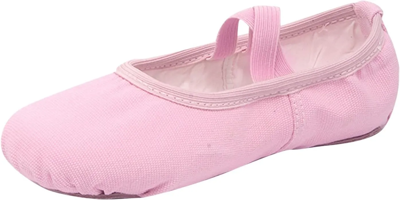 Dance Shoes for Girls Basic Ballet Slippers Simple Solid Performance Yoga Indoor Canvas Shoes with Elastic Straps