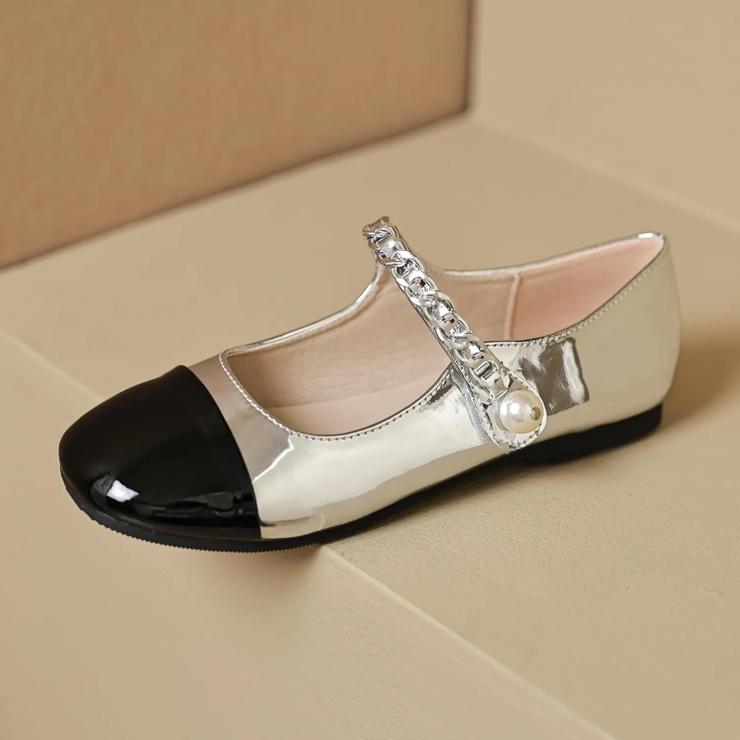 Dear Time Women's Round Toe Flats Elegant Ballets Shoes Mary Jane Strap Flats Dressy Shoes