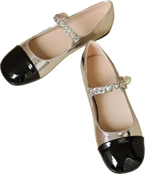 Dear Time Women's Round Toe Flats Elegant Ballets Shoes Mary Jane Strap Flats Dressy Shoes
