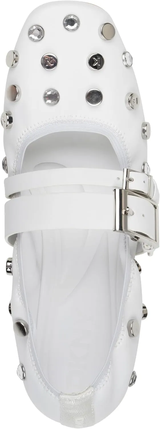 DKNY Women's Davey Studded Ballet Flat with Belt Detail Mule