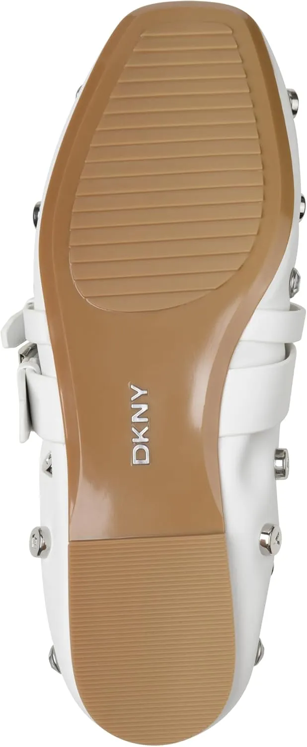 DKNY Women's Davey Studded Ballet Flat with Belt Detail Mule