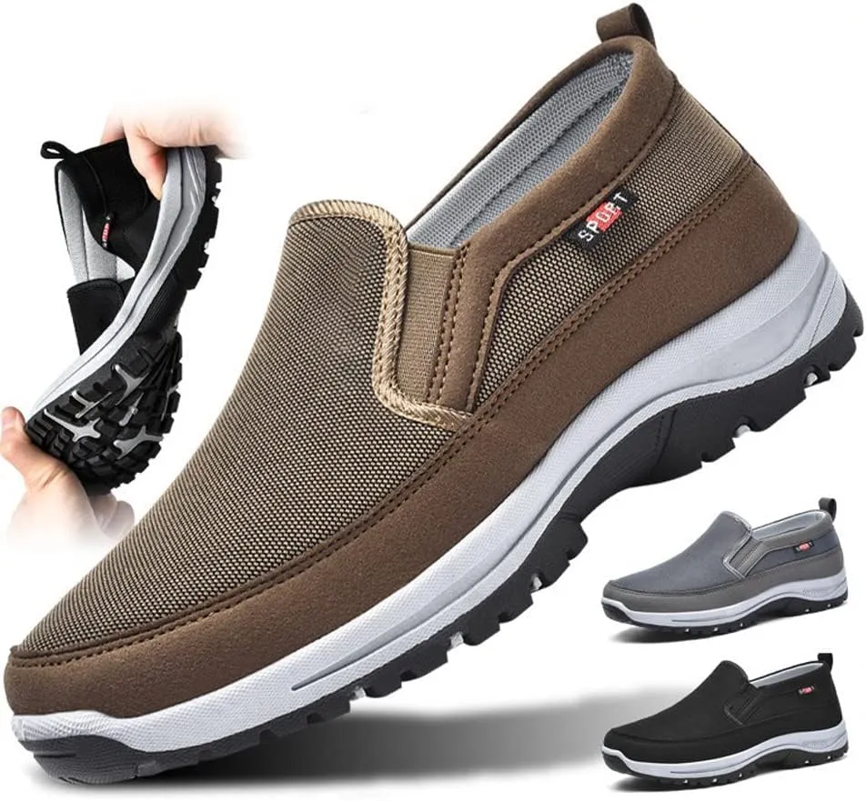 DYJAGYO Men's Orthopedic Shoes,Outdoor Hiking Orthopedic Shoes,Breathable Orthopedic Travel Shoes Men's Flats