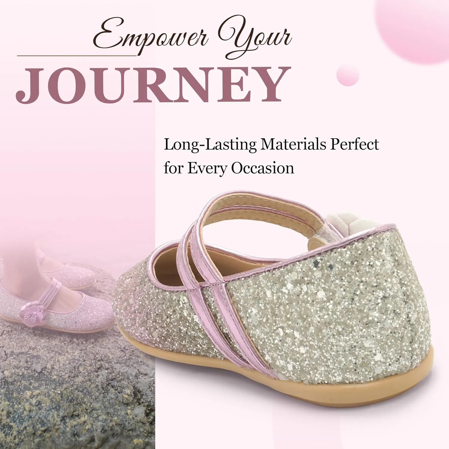 EIGHT KM Toddler Girls Dress Shoes  Girls Mary Jane Shoes | Mary Jane Flats - Ballet Flats  Party, Flower Girl, Wedding Dress Shoes for Girls  Comfortable & Non-Slip Design for Ages up to 7