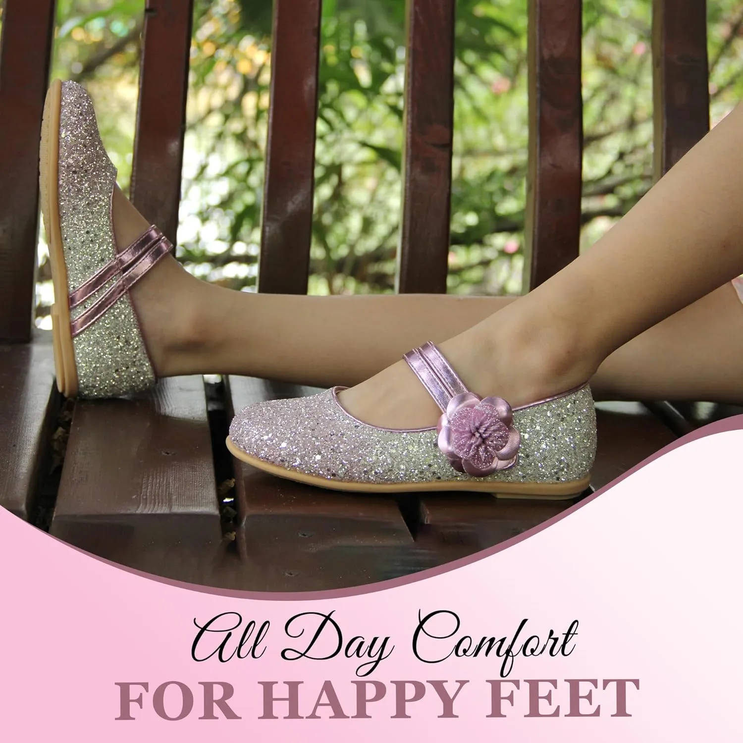 EIGHT KM Toddler Girls Dress Shoes  Girls Mary Jane Shoes | Mary Jane Flats - Ballet Flats  Party, Flower Girl, Wedding Dress Shoes for Girls  Comfortable & Non-Slip Design for Ages up to 7