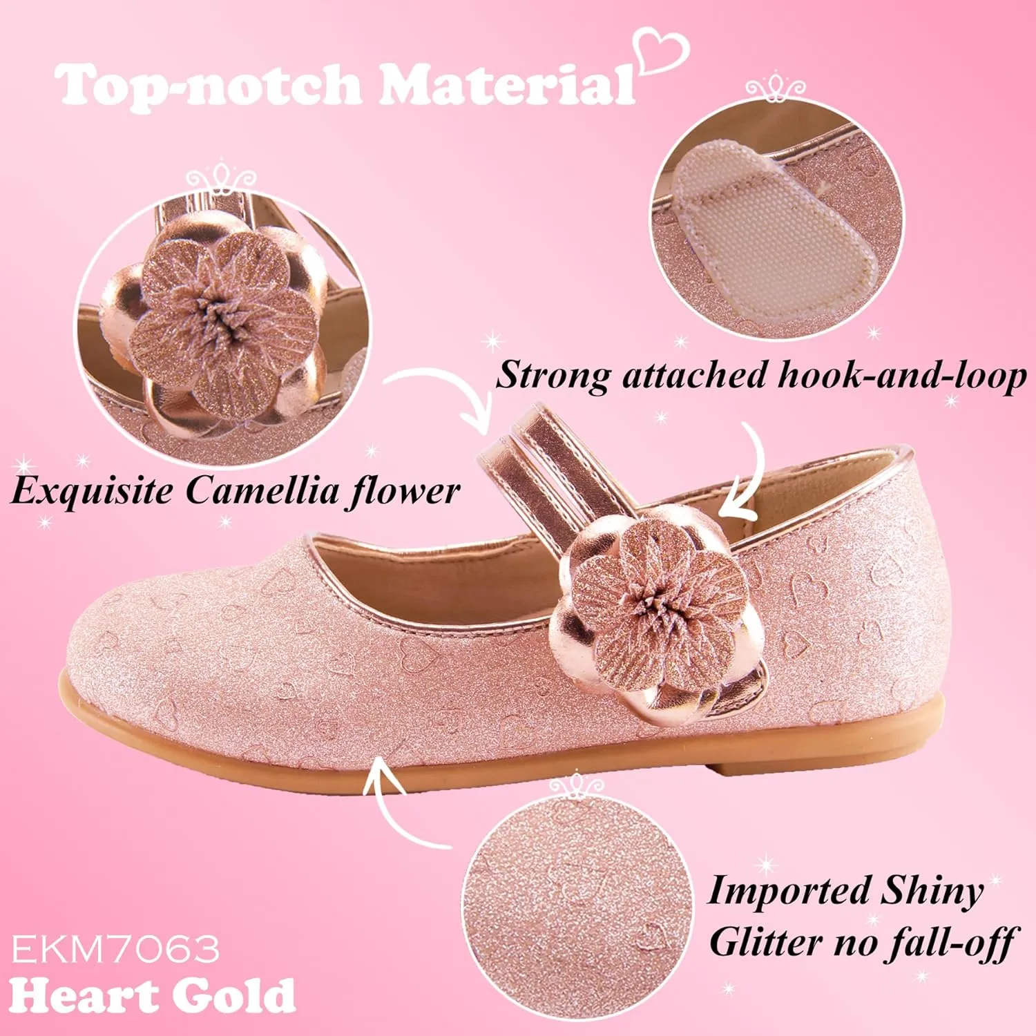EIGHT KM Toddler Girls Dress Shoes  Girls Mary Jane Shoes | Mary Jane Flats - Ballet Flats  Party, Flower Girl, Wedding Dress Shoes for Girls  Comfortable & Non-Slip Design for Ages up to 7