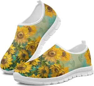 Fashion Print Womens Slip on Walking Shoes Breathable Flat Shoes Comfortable Casual Sneakers
