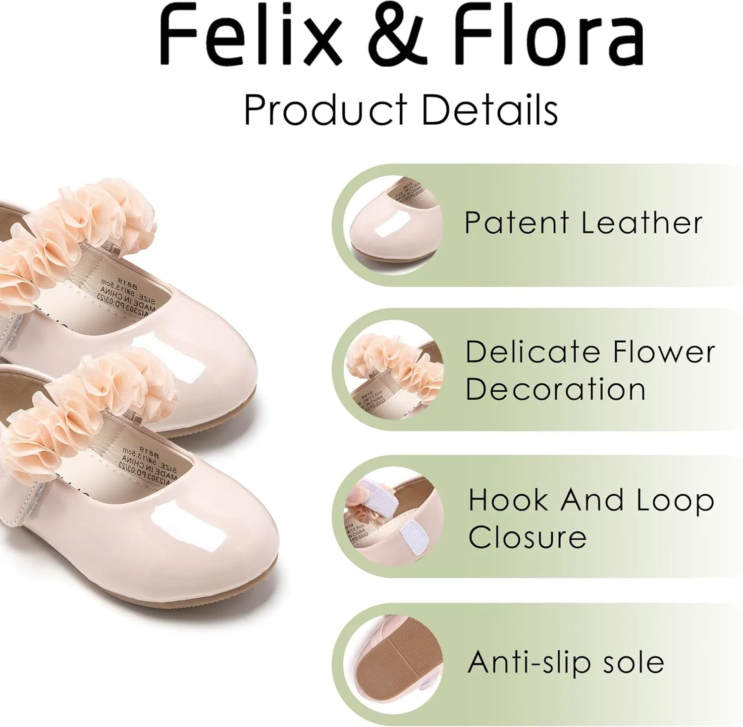 Felix & Flora Toddler Flower Girl Dress Shoes - Girl Ballet Flats Party School Shoes Wedding