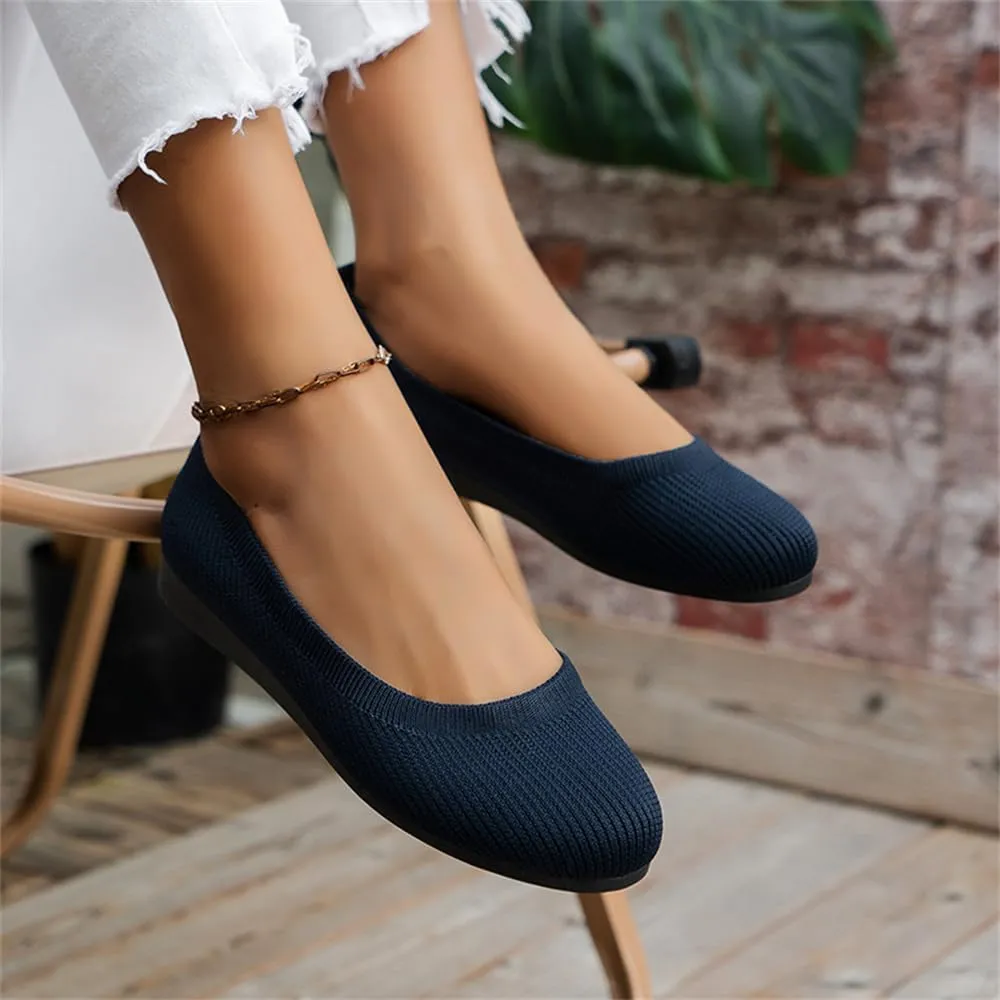 Flats Shoes for Women, Square Toe Ballet Flats Shoes with Arch Support, Knit Flats for Women Slip On Walking Flat Dress Shoes