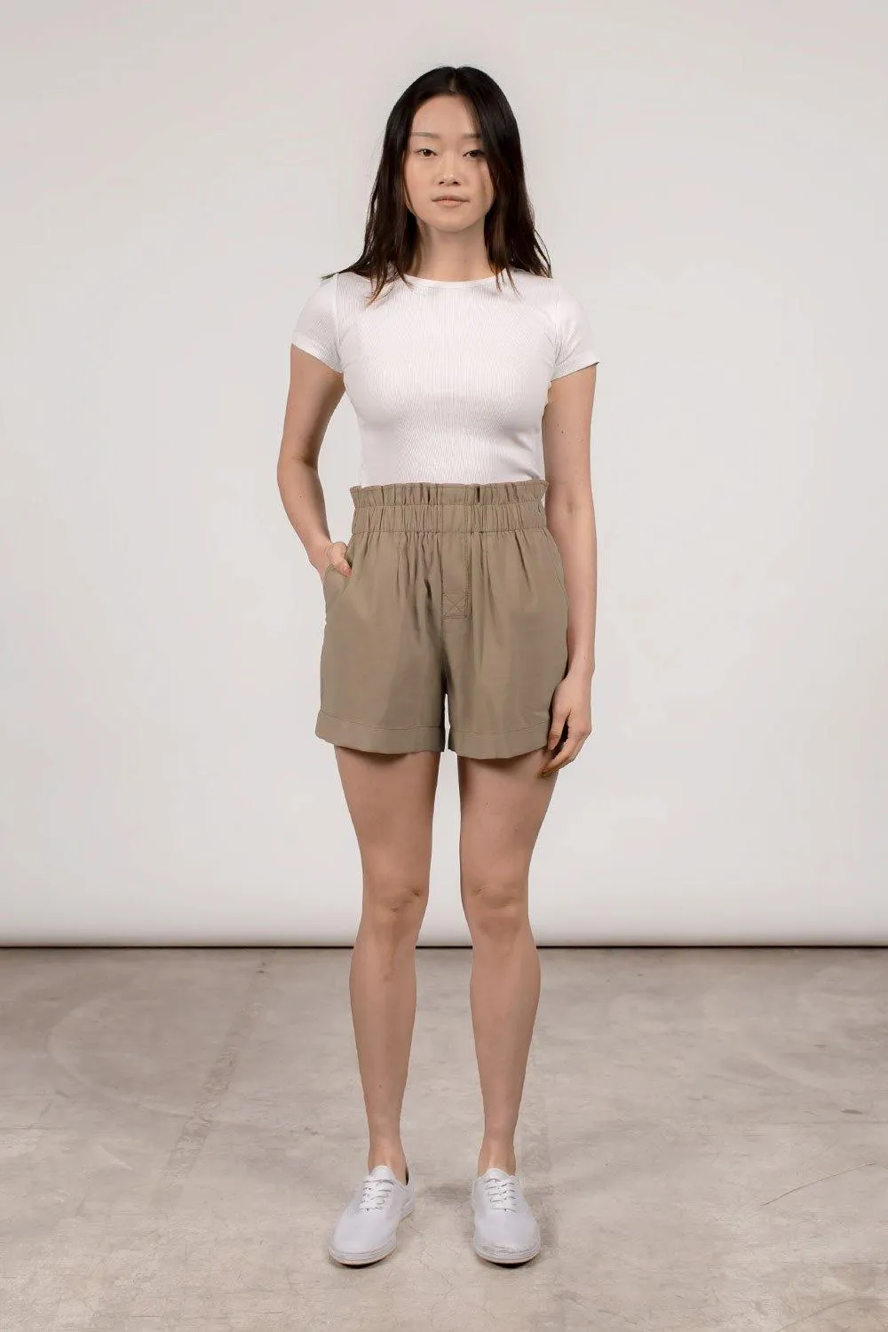 FLOWING PAPERBAG SHORTS - CAPPUCCINO