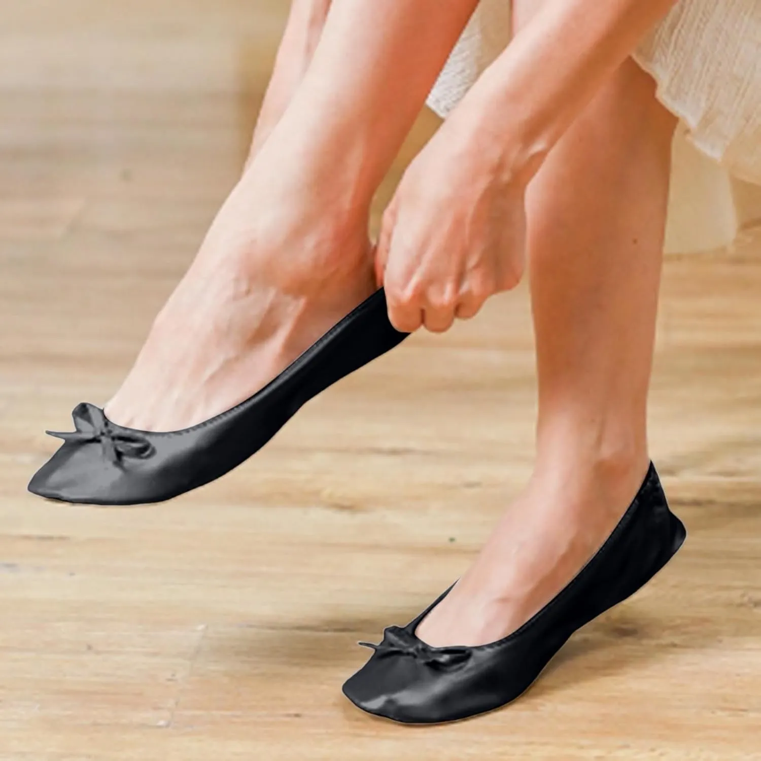 Foldable Ballet Flats for Women Lightweight Slip On Dress Shoes Womens Soft Leather Lightweight Flat Shoes