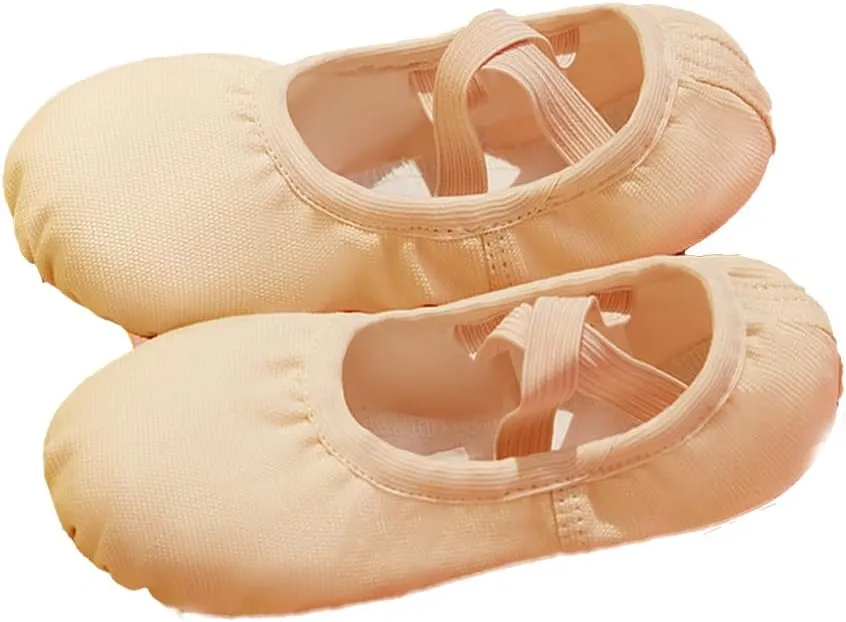 Girls Ballet Dance Shoes Canvas Ballet Slippers for Kids Split Sole Ballerina Flat Shoes