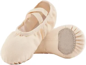 Girls Ballet Dance Shoes Canvas Ballet Slippers for Kids Split Sole Ballerina Flat Shoes