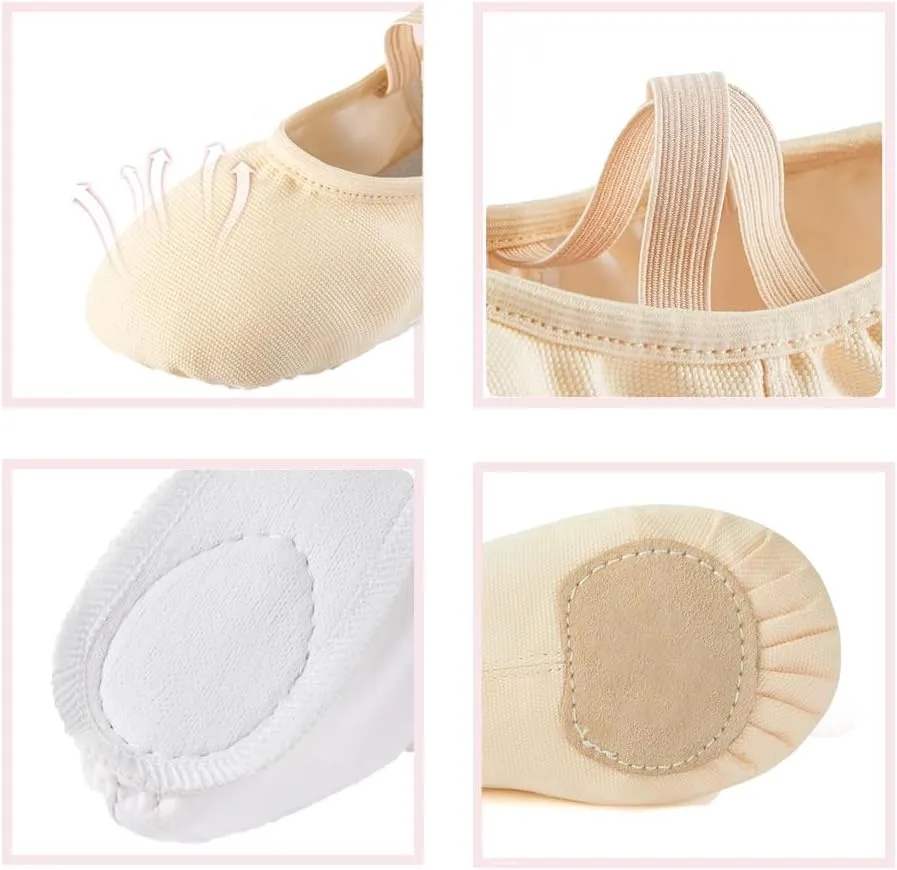 Girls Ballet Dance Shoes Canvas Ballet Slippers for Kids Split Sole Ballerina Flat Shoes