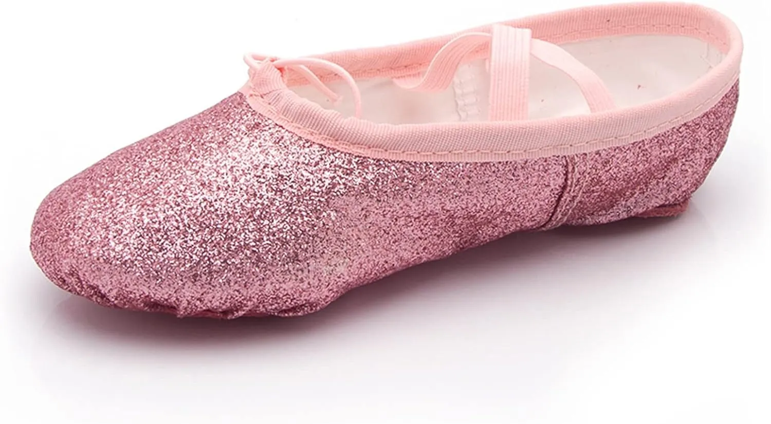 Girls Ballet Shoes Glitter Split-Sole Dance Slippers Toddler Kid Lightweight with Elastic Laces for Performance