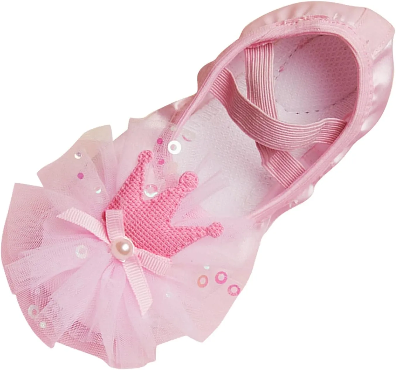 Girls Crown Pattern Bow Ballet Shoes Yoga Dance Performance Indoor Shoes (Toddler/Little/Big Kid)