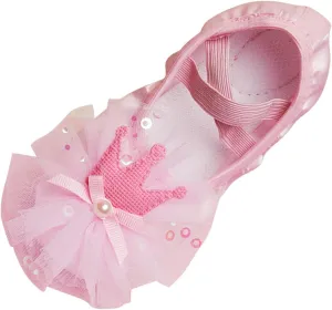 Girls Crown Pattern Bow Ballet Shoes Yoga Dance Performance Indoor Shoes (Toddler/Little/Big Kid)