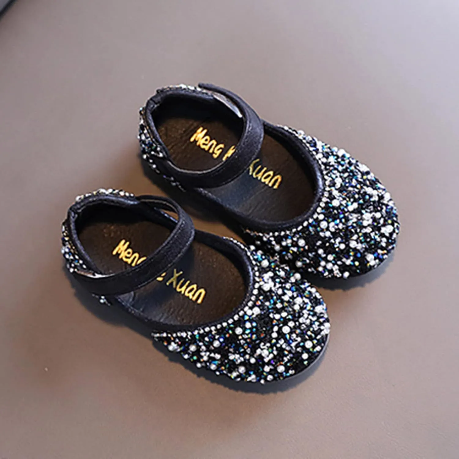 Girls Mary Jane Dress Shoes Rhinestones Ballet Flats Flower Girl Wedding Party Shoes Toddler Kids Sandals