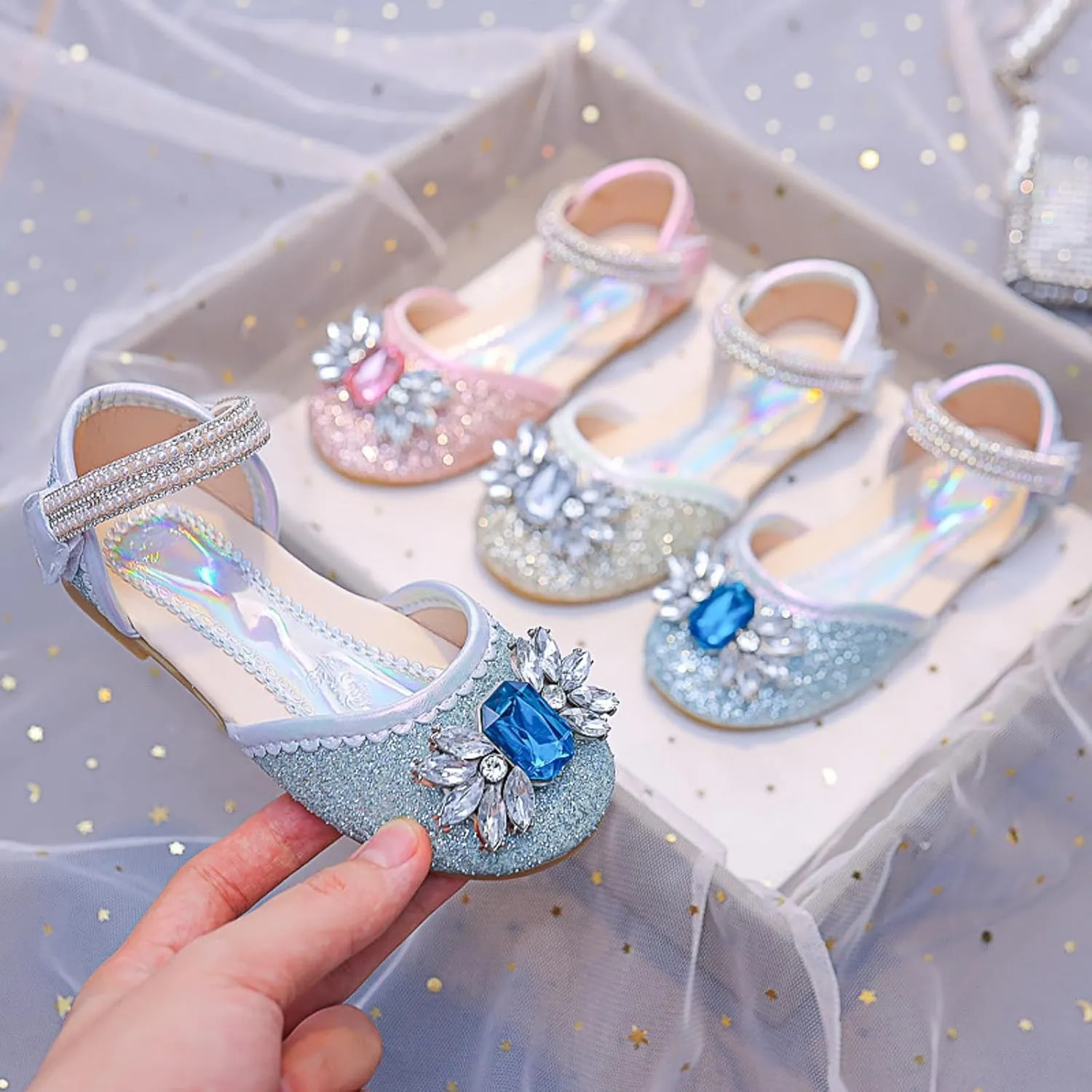 Girls Sandals Fashion Cute Bright Decorated Comfortable Flat Sole Hook Loop Casual Summer Shoes for Toddler Kids