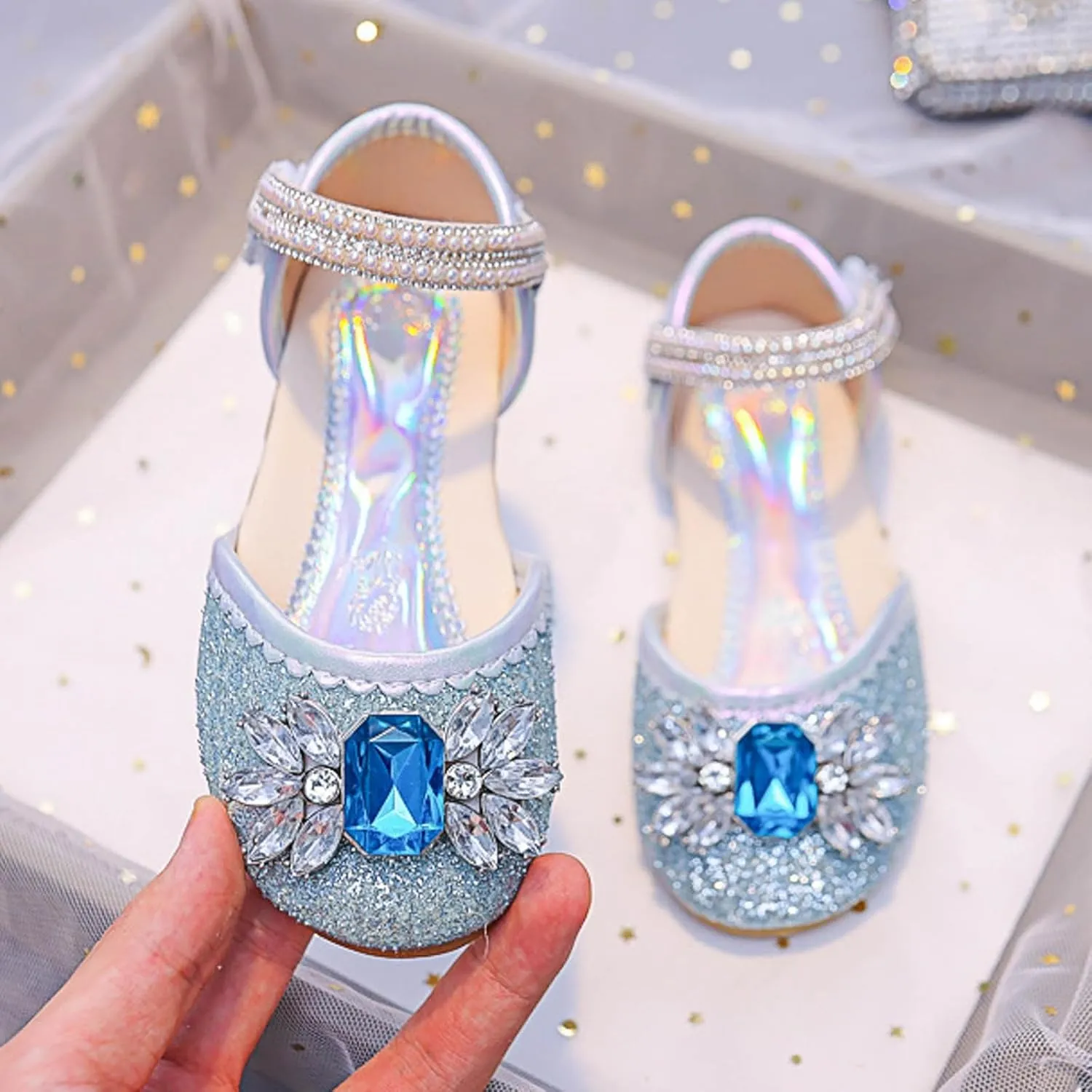 Girls Sandals Fashion Cute Bright Decorated Comfortable Flat Sole Hook Loop Casual Summer Shoes for Toddler Kids