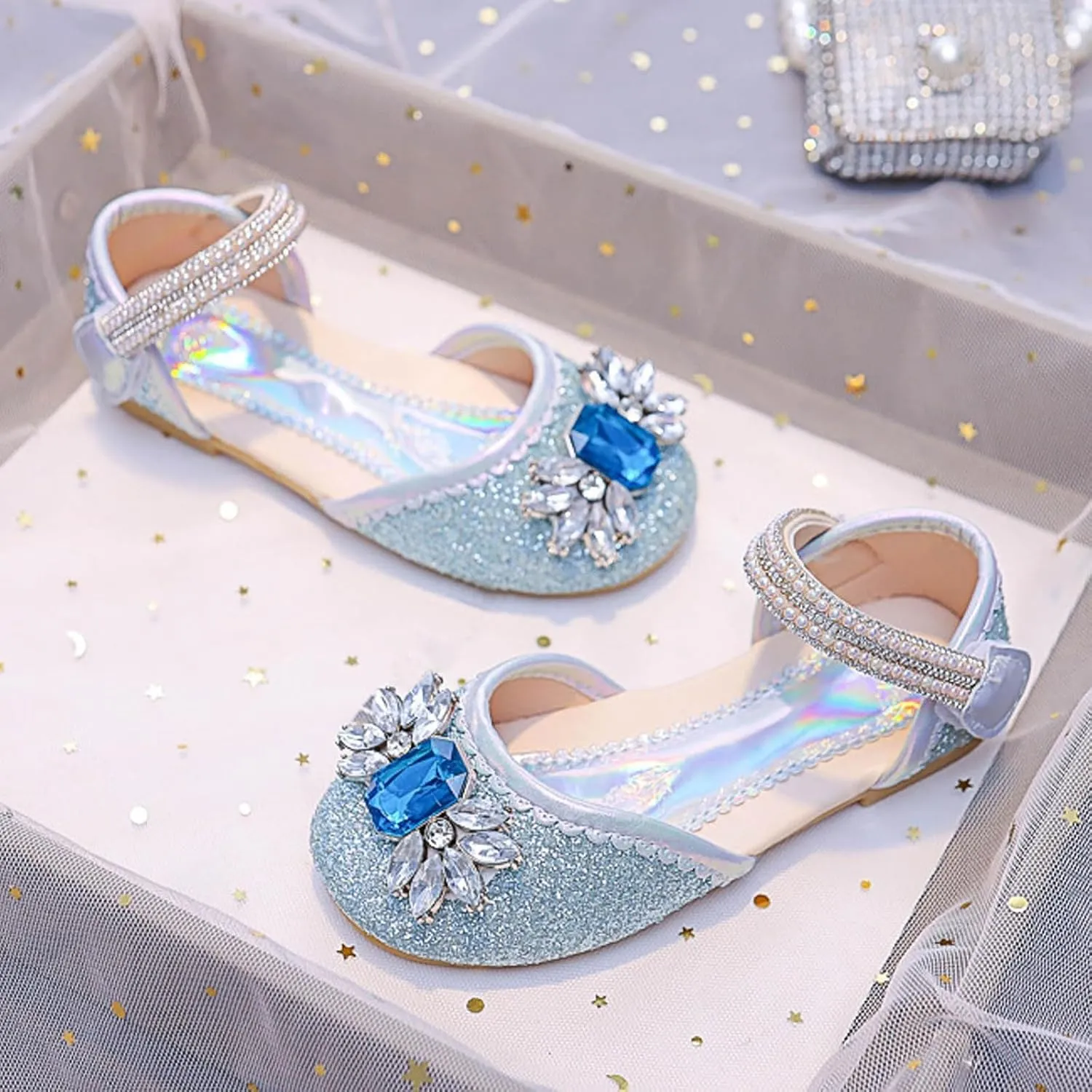 Girls Sandals Fashion Cute Bright Decorated Comfortable Flat Sole Hook Loop Casual Summer Shoes for Toddler Kids