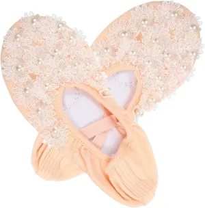 Happyyami Girls Ballet Practice Shoes Non-Slip Canvas Ballet Shoes Toddler Ballet Flats Comfortable Soft Insoles