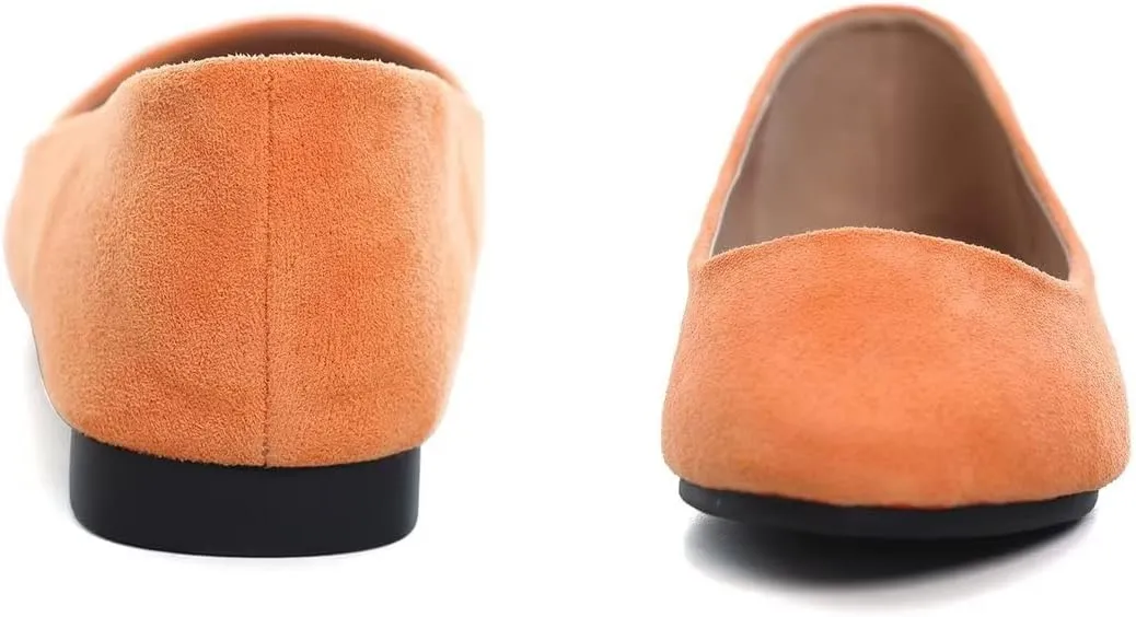 Hee grand Women Cute Slip-On Ballet Shoes Soft Solid Classic Round Toe Flats Comfort Lightweight Loafers Suede Dress Shoes