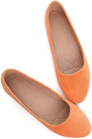 Hee grand Women Cute Slip-On Ballet Shoes Soft Solid Classic Round Toe Flats Comfort Lightweight Loafers Suede Dress Shoes