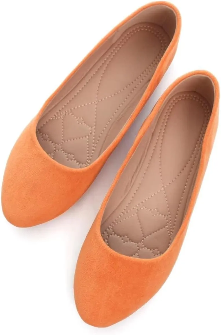 Hee grand Women Cute Slip-On Ballet Shoes Soft Solid Classic Round Toe Flats Comfort Lightweight Loafers Suede Dress Shoes