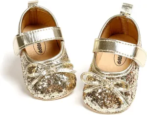 HONGTEYA Infant Baby Girls Mary Jane Flats Non Slip for Toddler First Walkers Soft Sole PU Leather Crib Shoes Sneaker Wedding Party Christmas Princess Dress Shoes Baby Moccasins Girls