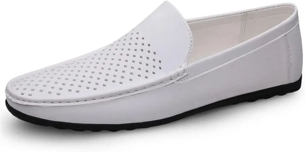HOOENG Loafers for Men Moccasins Shoes Breathable Simple Vegan Leather Slip Resistant Flexible Flat Heel Wedding Slip-on