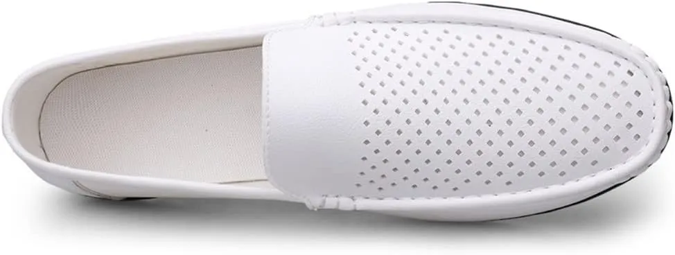 HOOENG Loafers for Men Moccasins Shoes Breathable Simple Vegan Leather Slip Resistant Flexible Flat Heel Wedding Slip-on
