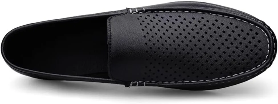 HOOENG Loafers for Men Moccasins Shoes Breathable Simple Vegan Leather Slip Resistant Flexible Flat Heel Wedding Slip-on