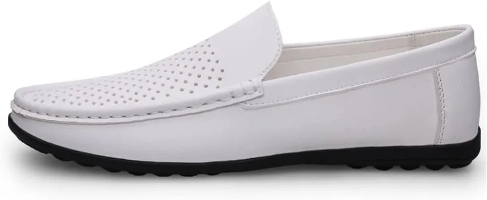 HOOENG Loafers for Men Moccasins Shoes Breathable Simple Vegan Leather Slip Resistant Flexible Flat Heel Wedding Slip-on