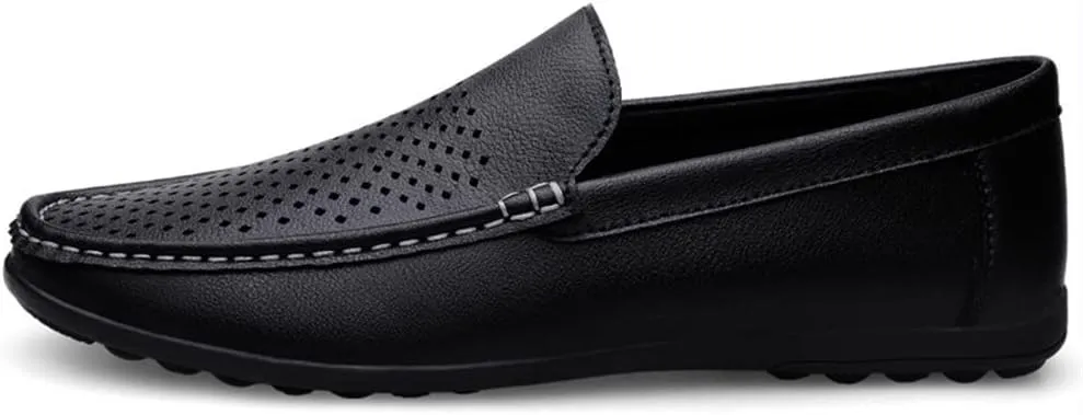 HOOENG Loafers for Men Moccasins Shoes Breathable Simple Vegan Leather Slip Resistant Flexible Flat Heel Wedding Slip-on