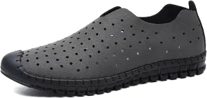 HOOENG Smoking Loafer Driving Moccasins for Men Round Toe Breathable Lightweight Loafer Shoes Vegan Leather Anti-Slip Flat Heel Lightweight Casual Slip On