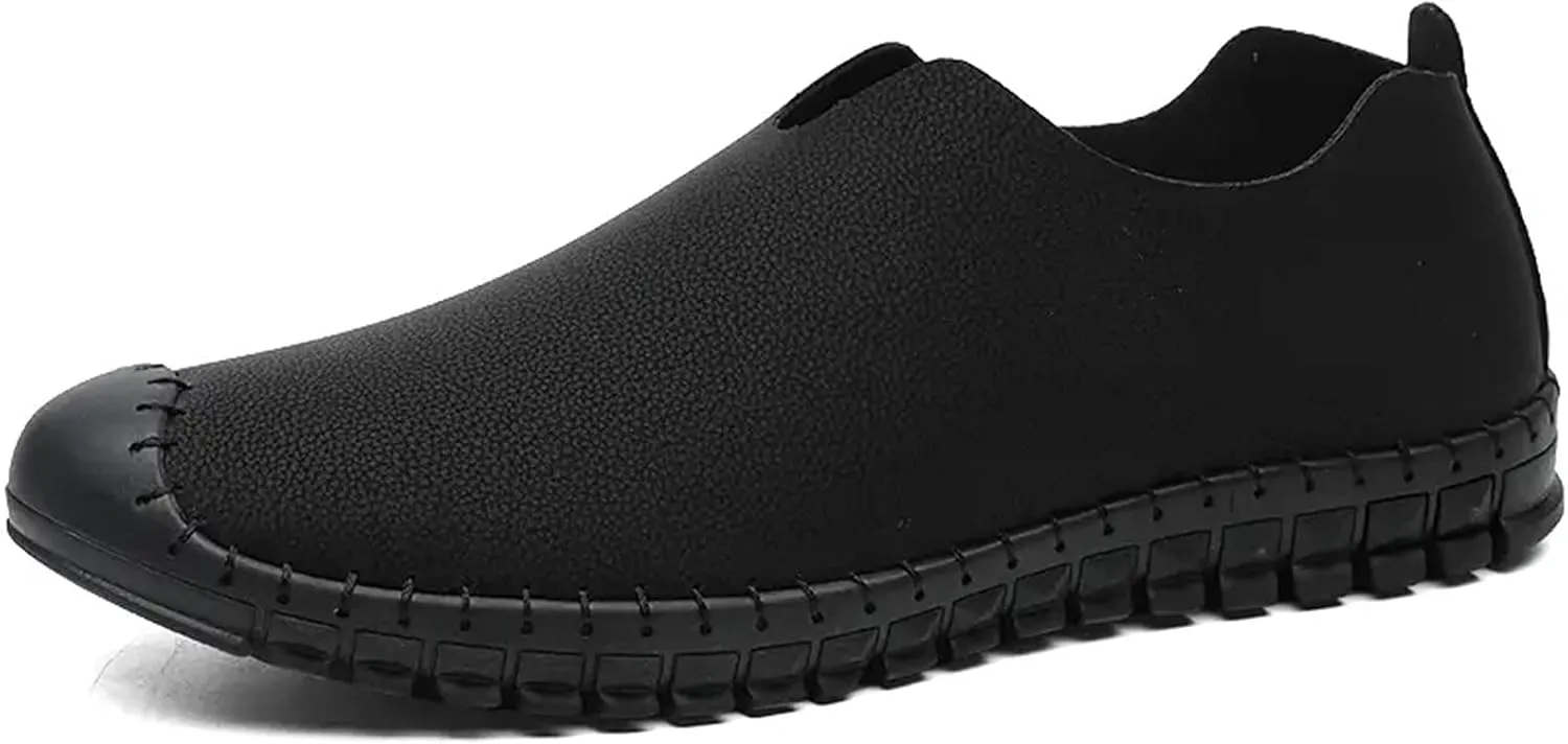 HOOENG Smoking Loafer Driving Moccasins for Men Round Toe Breathable Lightweight Loafer Shoes Vegan Leather Anti-Slip Flat Heel Lightweight Casual Slip On