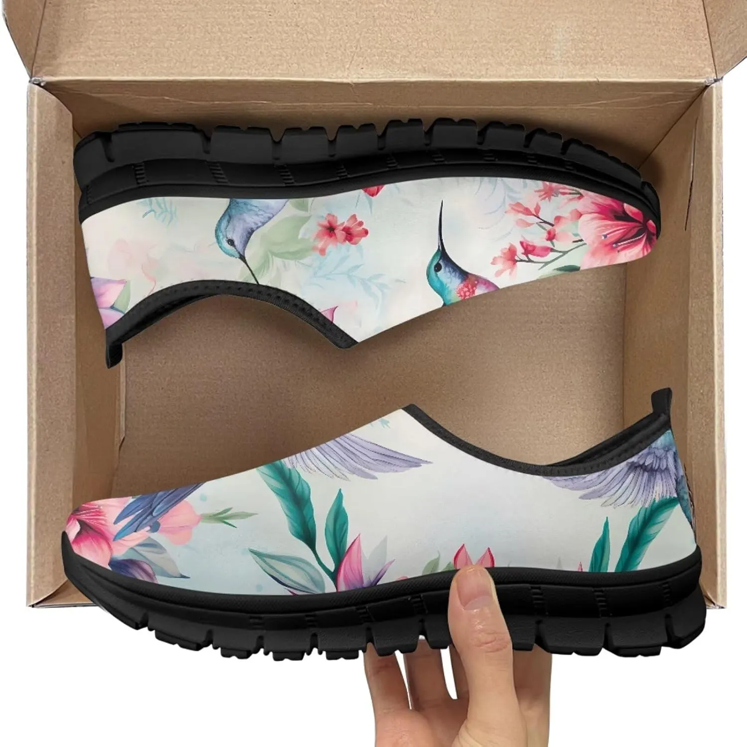 Hummingbird Work Shoes for Women Walking Loafer Flat Wide Toe Running Athletic Hiking Sneakers