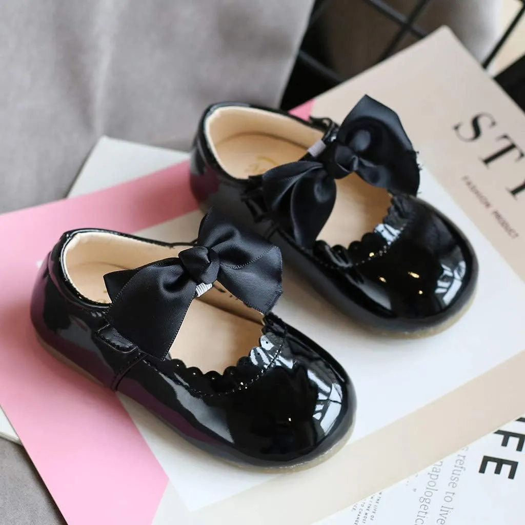 Infant Girls Wedding Dress Shoes Bow Ballet Princess Mary Jane lats First alker Baby Girl Shoes for Party Wear