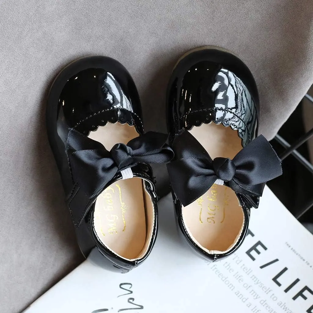 Infant Girls Wedding Dress Shoes Bow Ballet Princess Mary Jane lats First alker Baby Girl Shoes for Party Wear