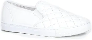 J. Adams Glimmer Sneakers for Women - Casual Glam Slip On Walking Shoes - White Quilted Vegan Leather - 6.5