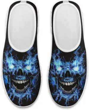 Jeiento Gothic Skull Slip On Shoes for Women Cozy Walking Shoes Fashion Travel Shoes