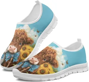 Jeiento Women's Classic Casual Loafers Lovely Highland Cow Slip On Comfort Walking Shoes