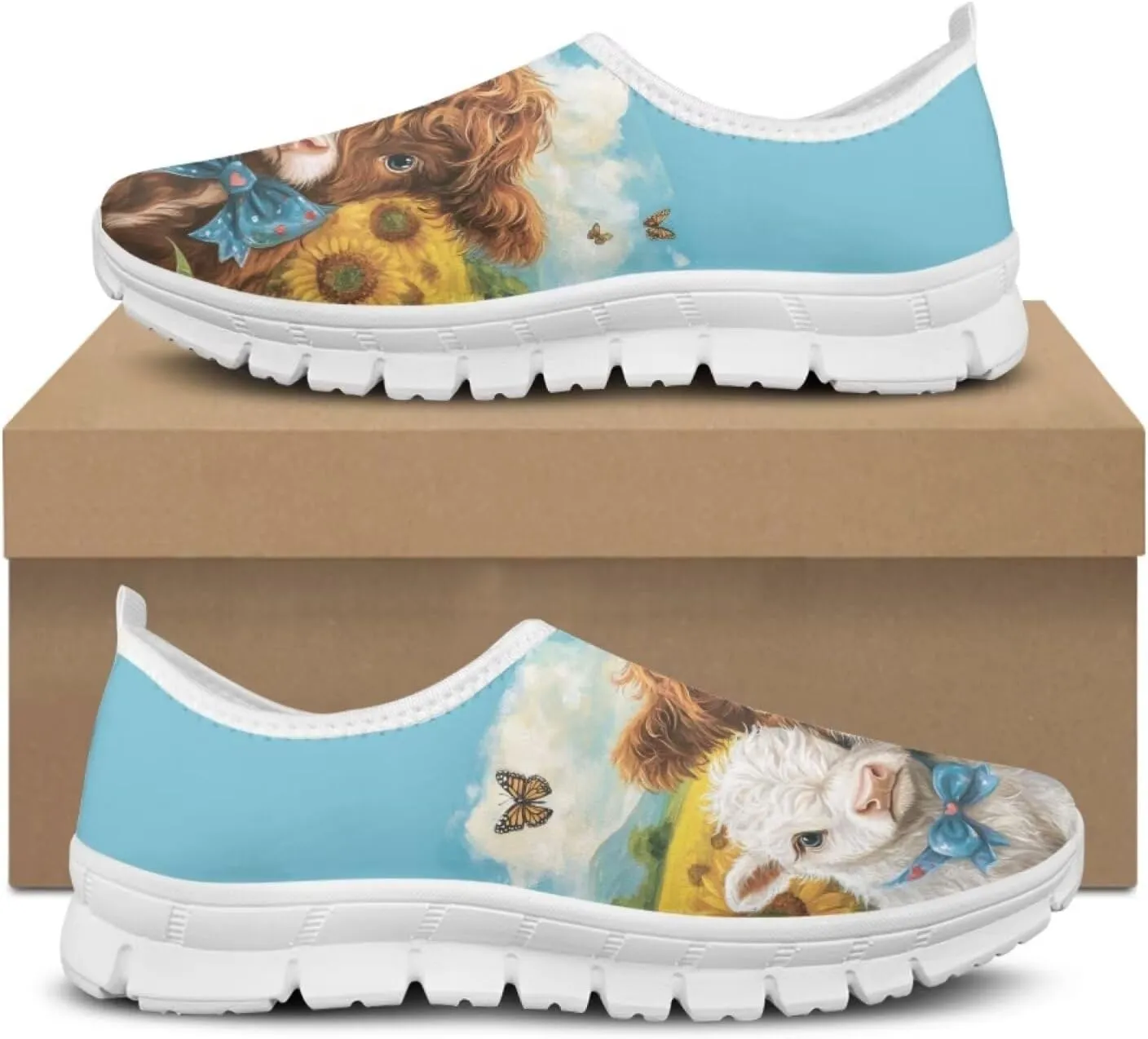 Jeiento Women's Classic Casual Loafers Lovely Highland Cow Slip On Comfort Walking Shoes